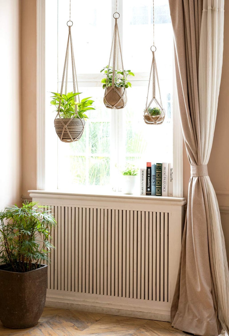 Dahey Macrame Plant Hanger Set of 3 with Hooks Indoor Hanging Planter Basket 35"/29"/23" Handmade Woven Cotton Rope Flower Pot Crochet Plant Holder Stand for Boho Home Decor No Tassels,Beige - Image 2